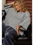 Cozy Cable Knit Cropped Pullover Sweater- Heather Grey