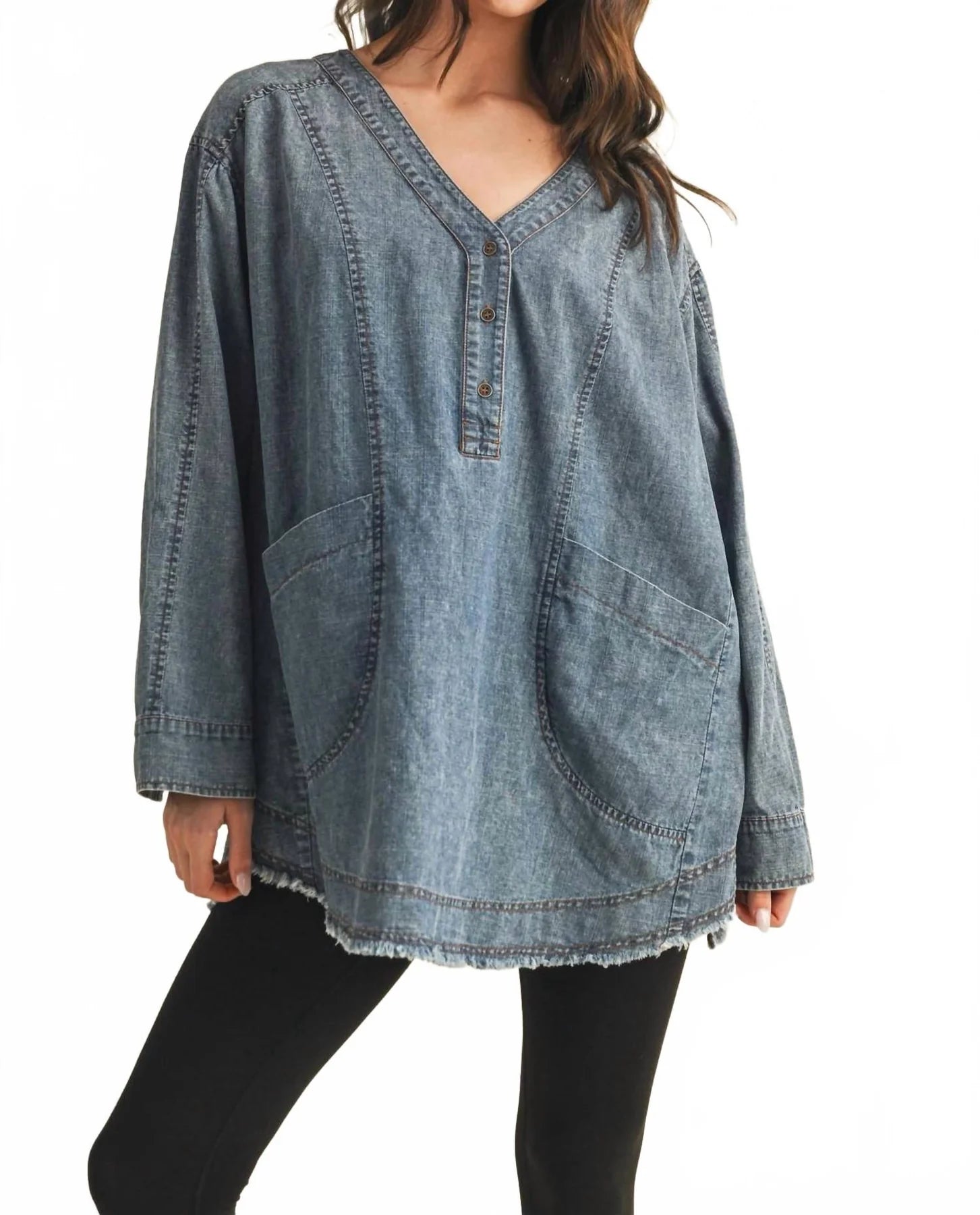 Patch Pocket Denim Top by Mustard Seed