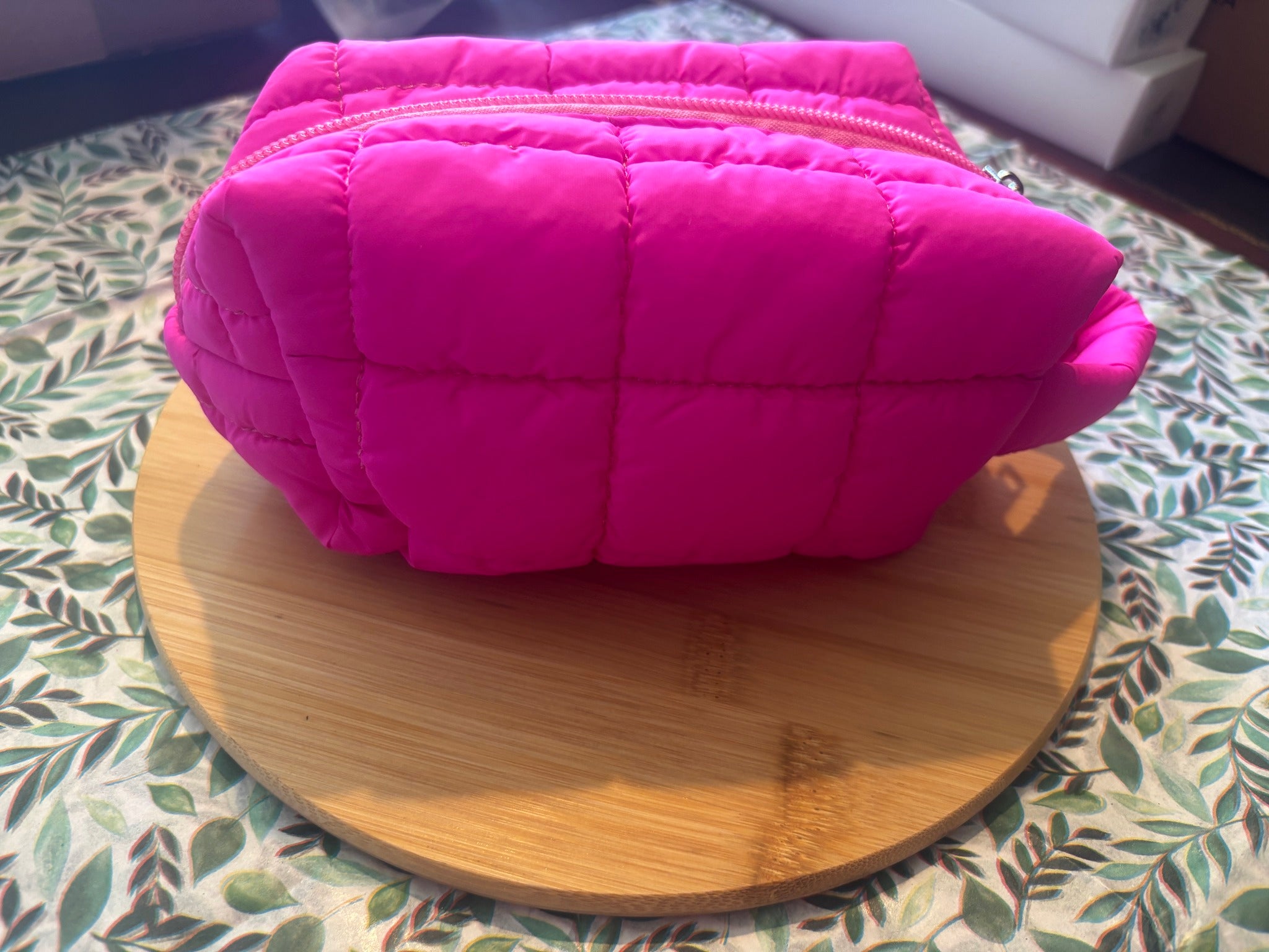 Quilted Puffy Cosmetic Makeup Pouch Clutch