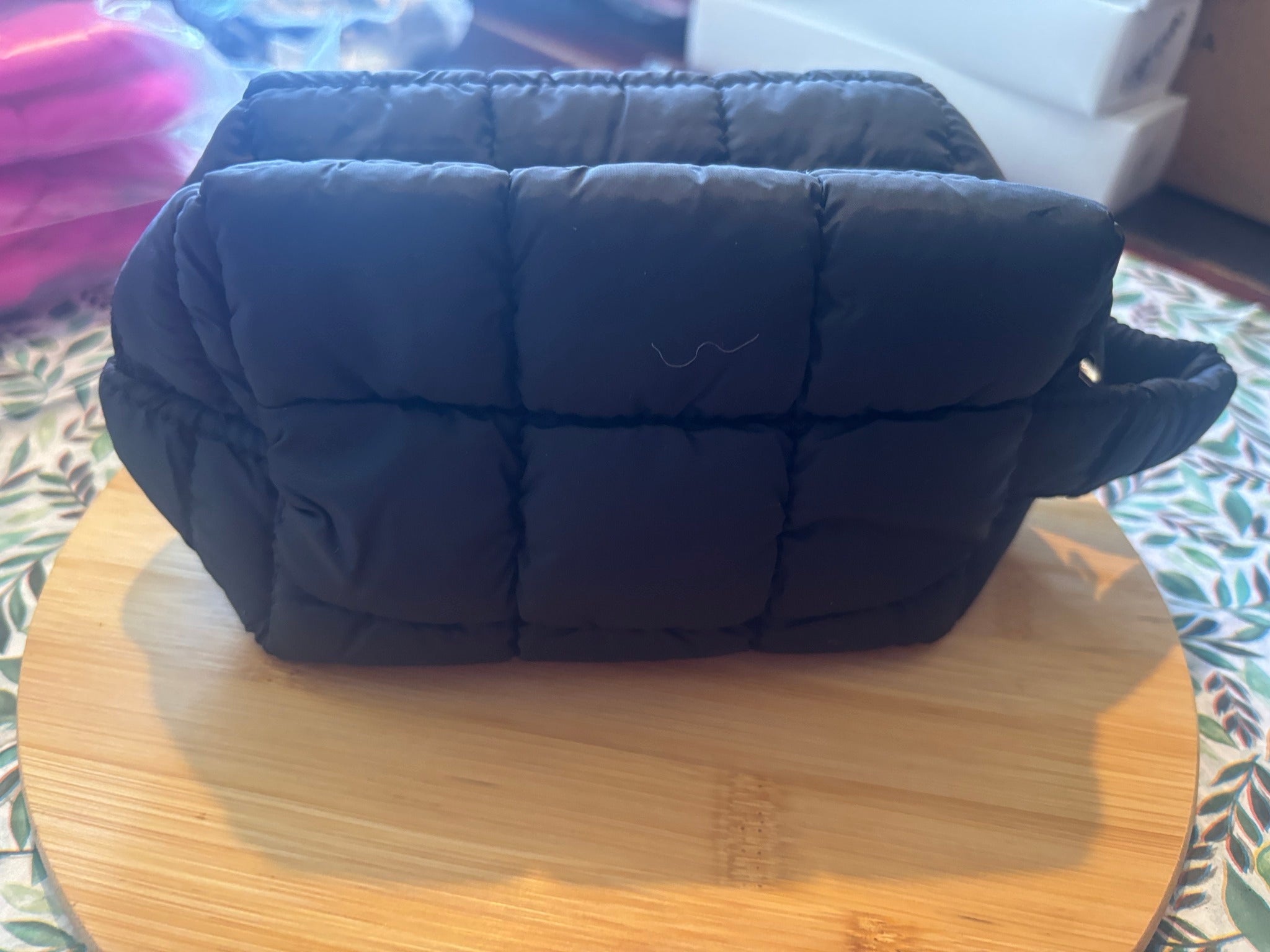 Quilted Puffy Cosmetic Makeup Pouch Clutch